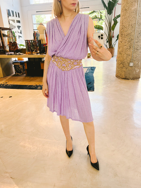 Lavender Grecian Gauze Dress Dress arcadeshops.com