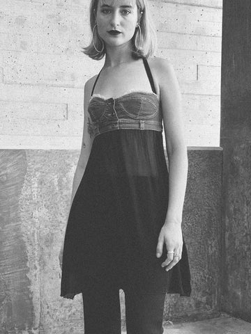 Dolce And Gabbana Denim Bustier Chiffon Dress Dolce And Gabbana Denim Bustier Chiffon Dress
