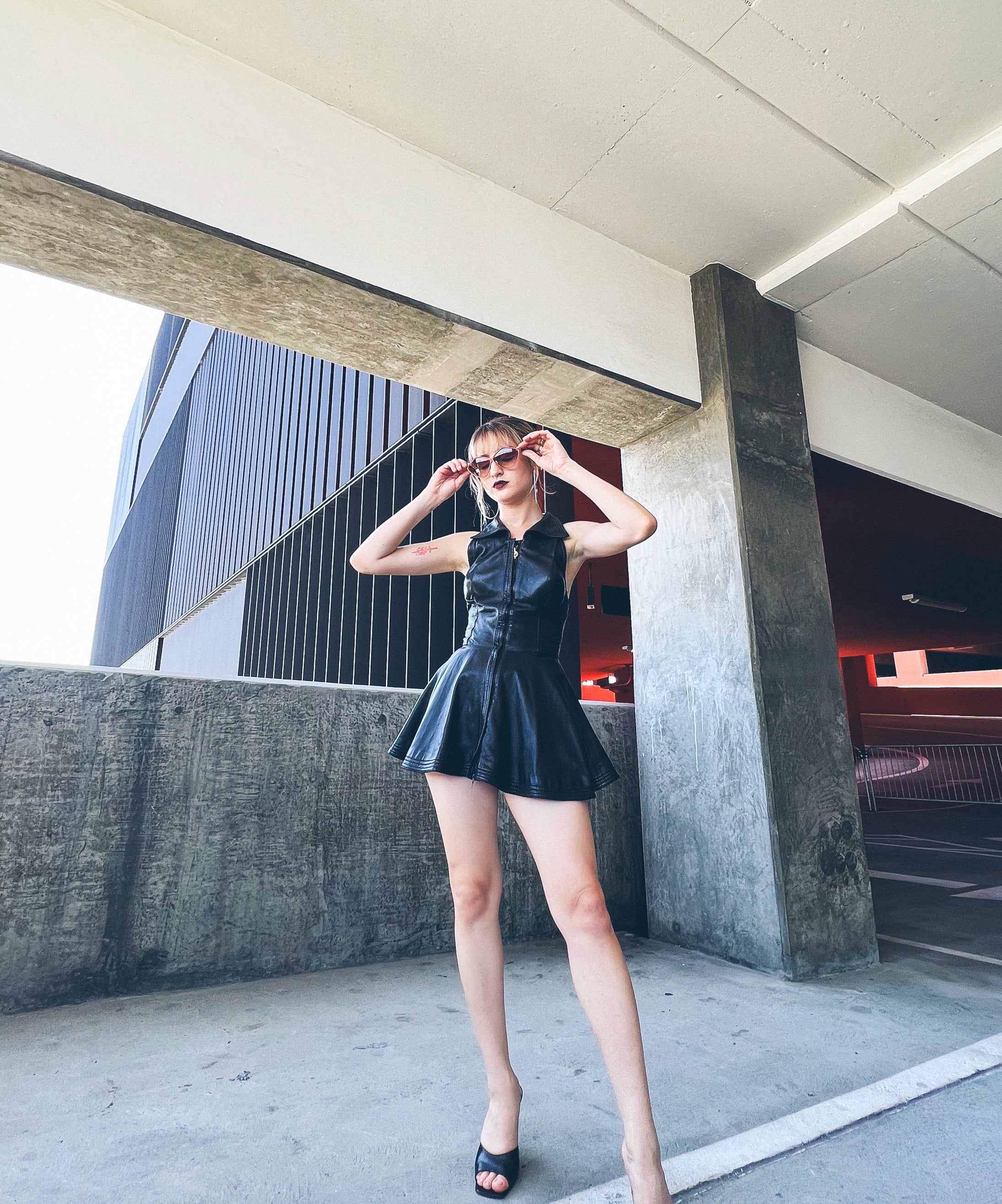 Gianni Versace Halter Leather Mini Dress