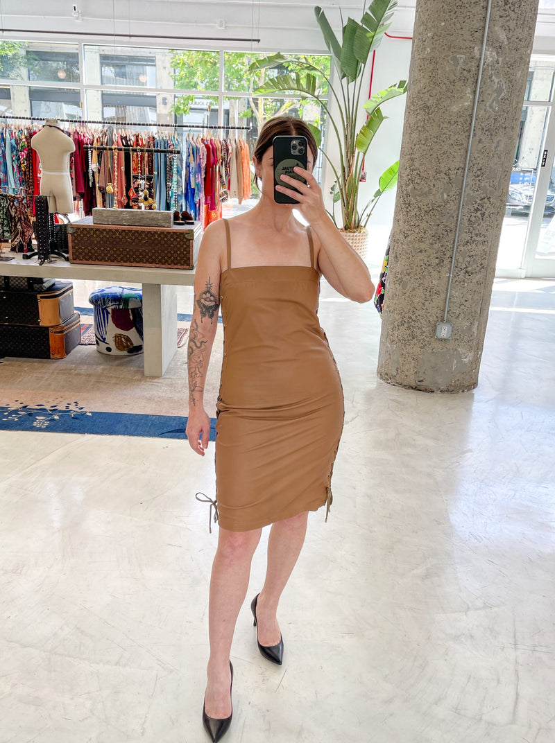 Gucci Lace Up Leather Dress Dress arcadeshops.com