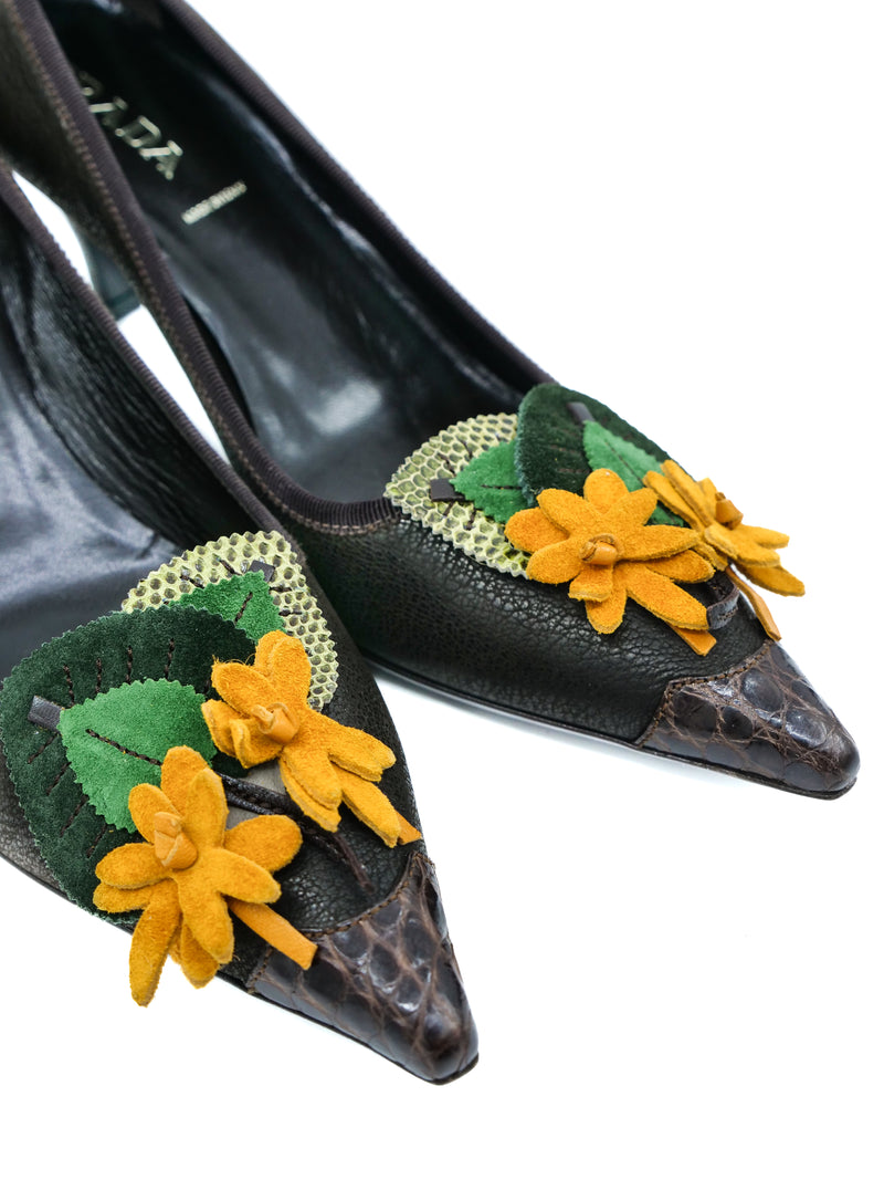 Prada Flower Detail Kitten Heels, 37.5 Accessory arcadeshops.com