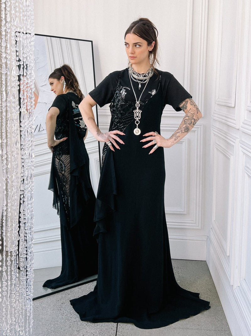 Valentino Sheer Panel Embellished Slip Dress Dress arcadeshops.com