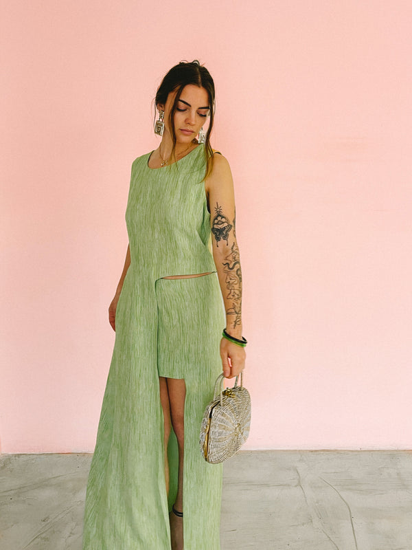 Moschino Cheap and Chic Pistachio Asymmetrical Skirt Ensemble Suit arcadeshops.com