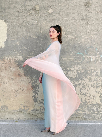 Ombre One Shoulder Silk Chiffon Gown