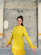 1960s Yellow Fringed Tunic Ensemble Suit arcadeshops.com