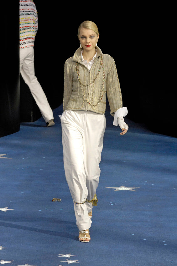 2008 Chanel Chain Accented Knit Cardigan Top arcadeshops.com