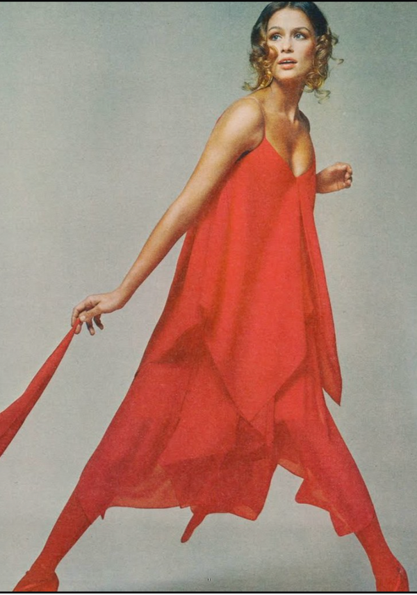 1969 Bill Blass Red Chiffon Dress Dress arcadeshops.com