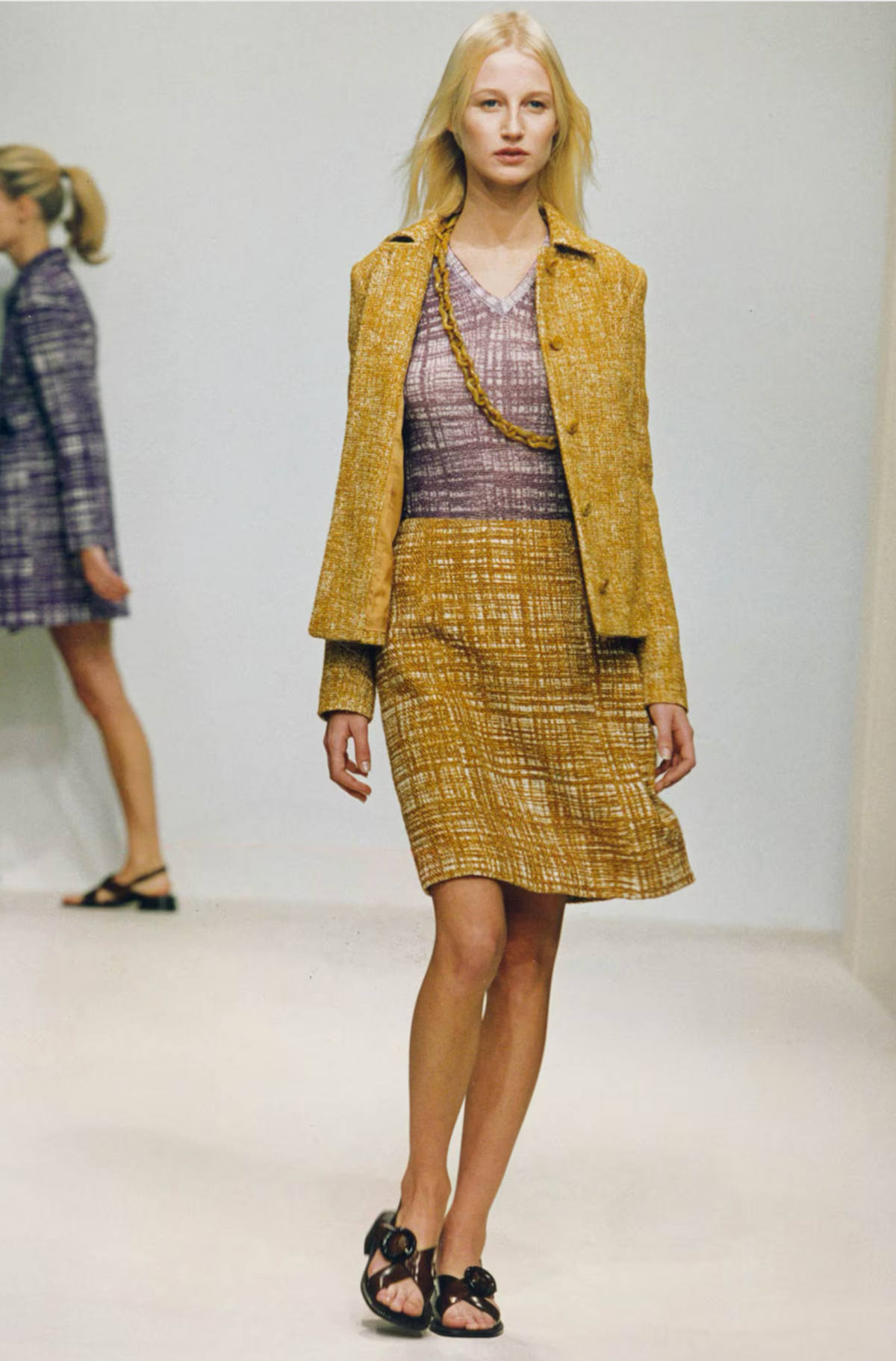 1996 Prada Orange Tweed Skirt