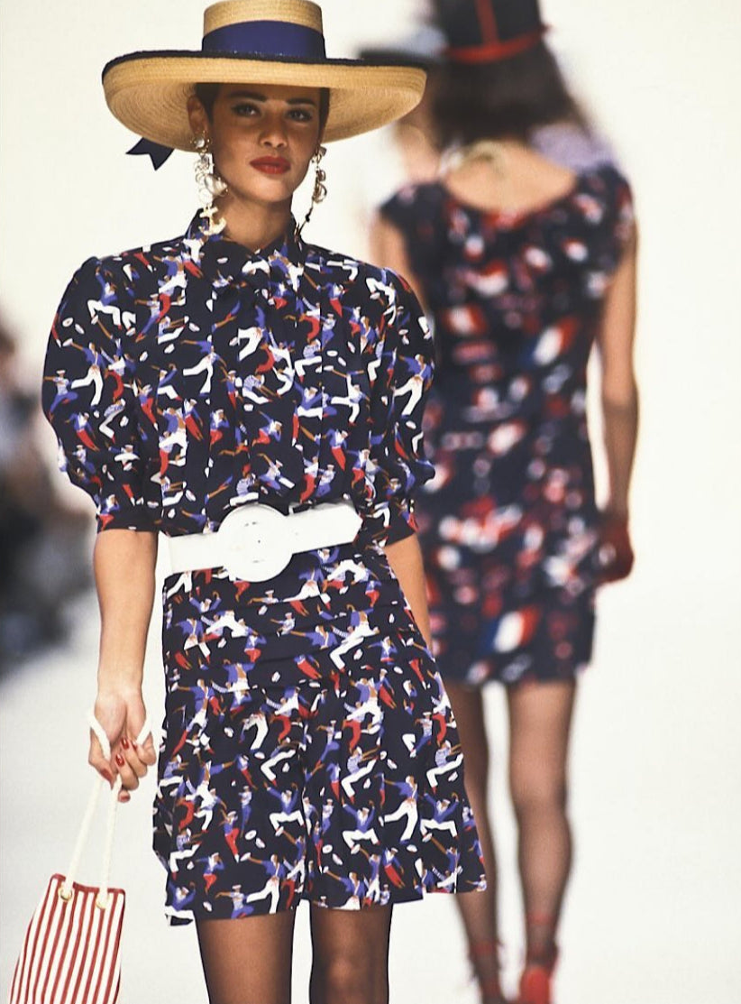 1992 Yves Saint Laurent Sailor Printed Silk Dress