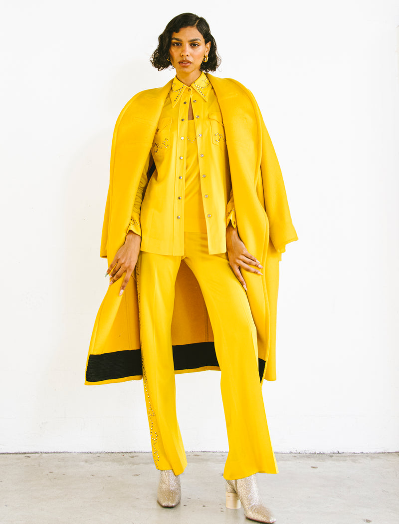 Gianfranco Ferre Yellow Overcoat Outerwear arcadeshops.com