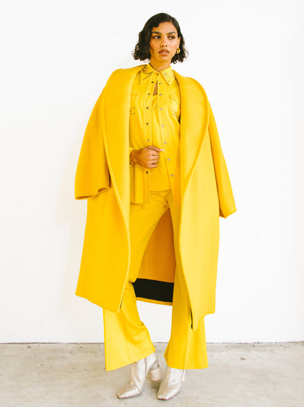 Gianfranco Ferre Yellow Overcoat Outerwear arcadeshops.com