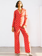 1970s Red Brocade Pant Suit Suit arcadeshops.com