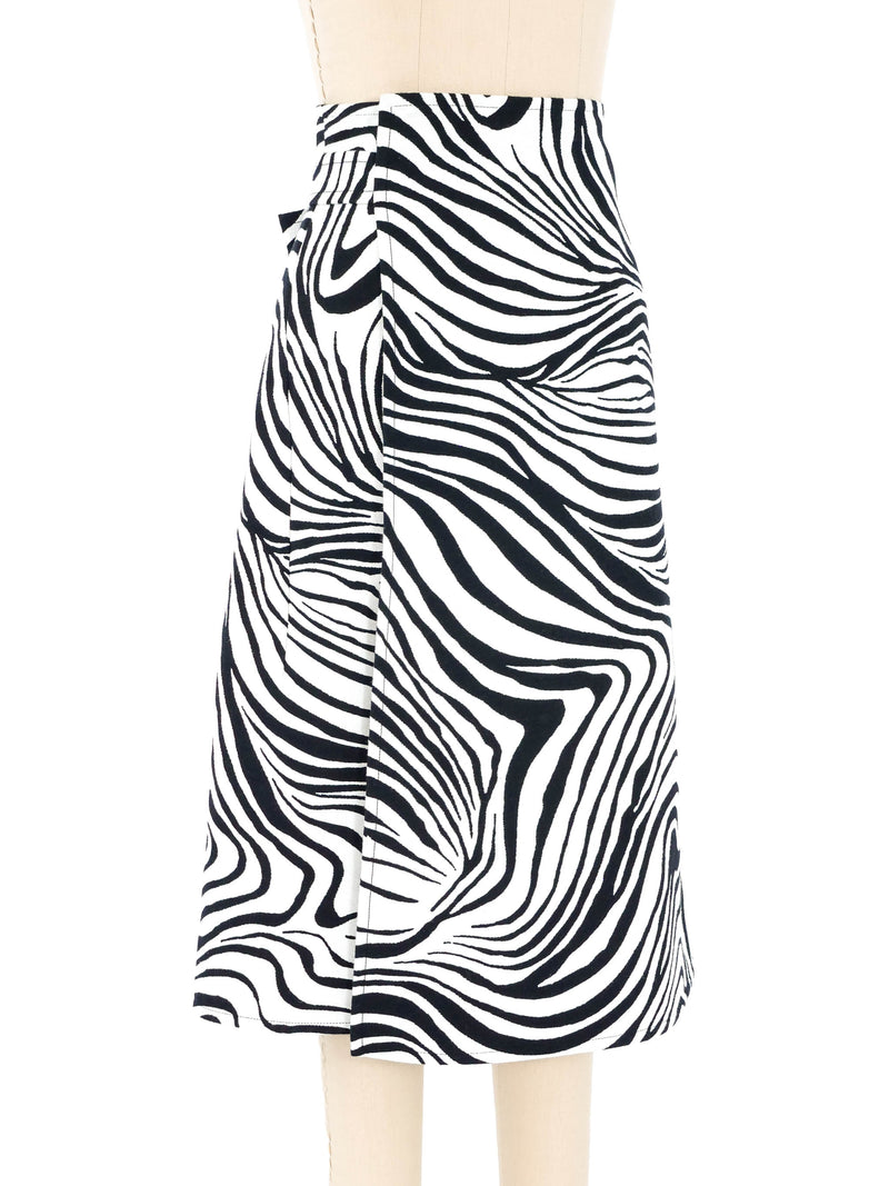 2015 Celine Zebra Print Wrap Skirt Bottom arcadeshops.com
