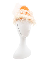 1960s Orange Creamsicle Feather Trim Mini Bell Hat Accessory arcadeshops.com