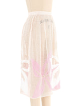 Pink Flower Crochet Midi Skirt Bottom arcadeshops.com