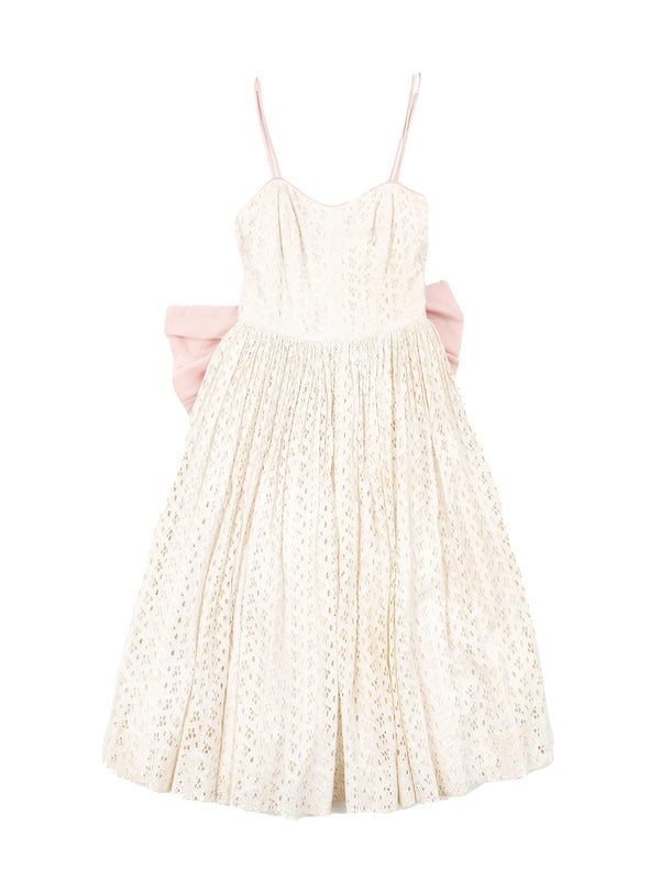 1950s White Eyelet Bustier Dress Dress arcadeshops.com