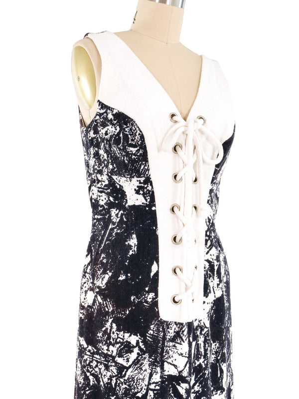 Lanvin Printed Terrycloth Lace Up Dress Dress arcadeshops.com