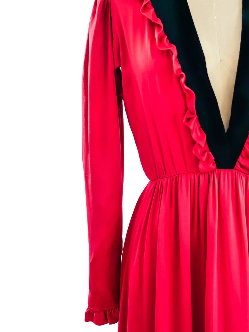 Yves Saint Laurent Red Silk Dress Dress arcadeshops.com
