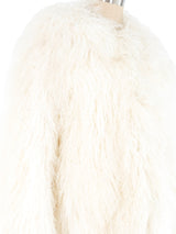 White Mongolian Fur Coat Outerwear arcadeshops.com