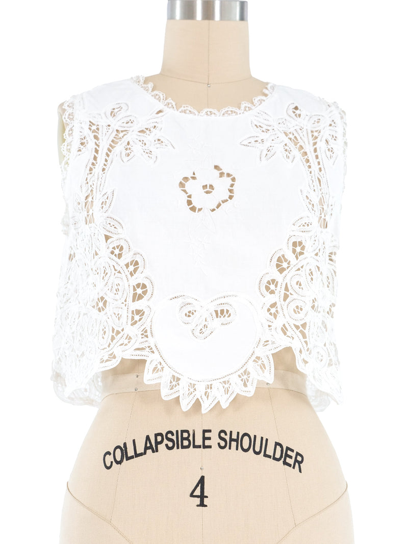 White Embroidered Lace Cotton Tank Top arcadeshops.com
