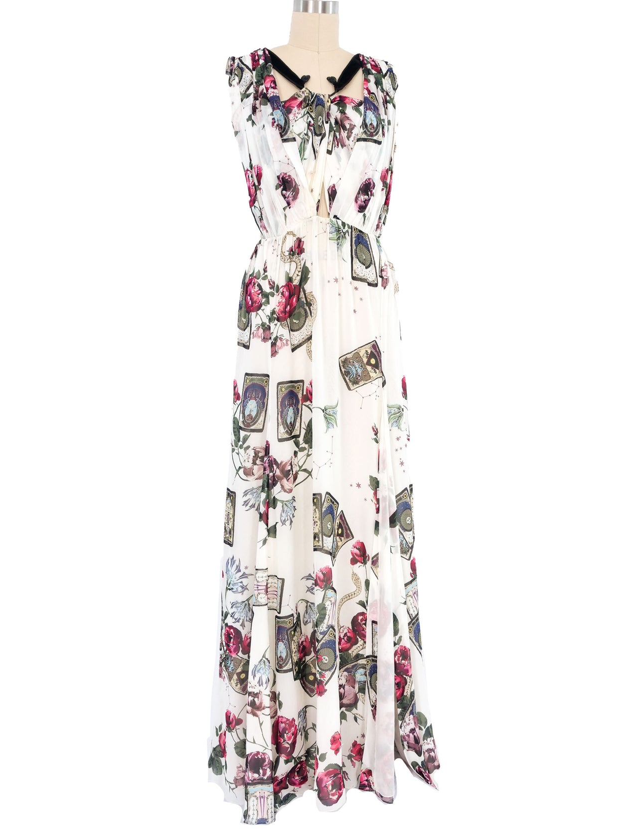 sachin and babi light blue dress DOLCE E GABBANA Long Roselline silk chiffon dress with rose print, pink