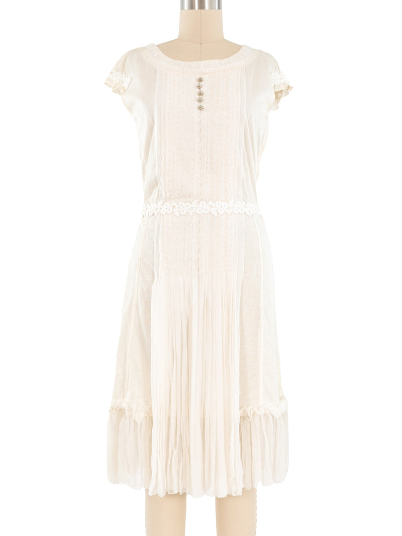 Louis Vuitton Cotton Gauze Ruffle Dress Dress arcadeshops.com