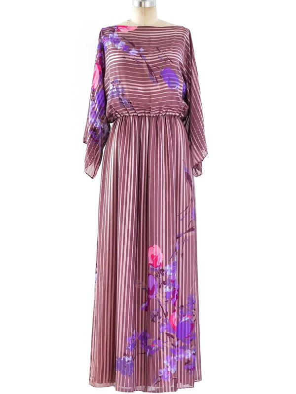 Hanae Mori Floral Chiffon Gown Dress arcadeshops.com