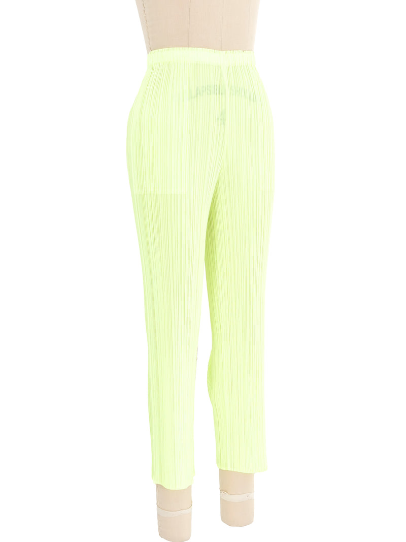 Issey Miyake Pleats Please Neon Lime Pants Bottom arcadeshops.com