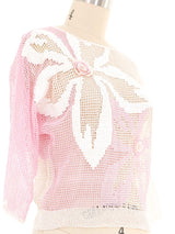 Pastel Pink Floral Crochet Top Top arcadeshops.com