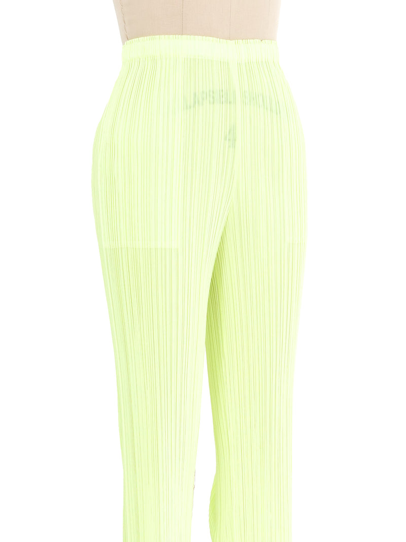 Issey Miyake Pleats Please Neon Lime Pants Bottom arcadeshops.com