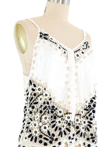 White Satin And Crochet Cami Top arcadeshops.com