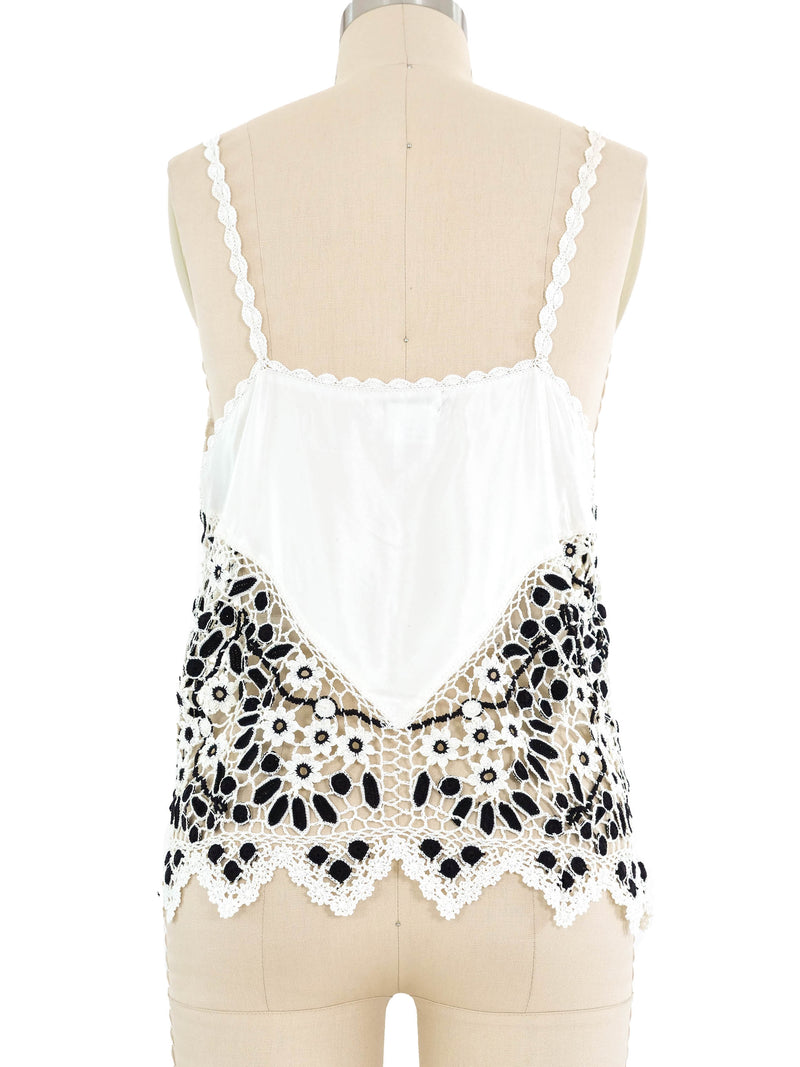 White Satin And Crochet Cami Top arcadeshops.com