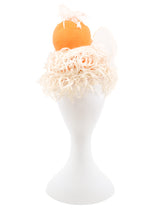 1960s Orange Creamsicle Feather Trim Mini Bell Hat Accessory arcadeshops.com