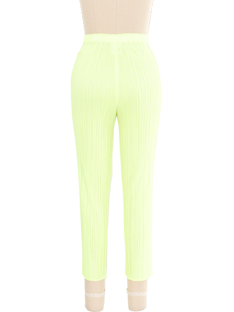 Issey Miyake Pleats Please Neon Lime Pants Bottom arcadeshops.com