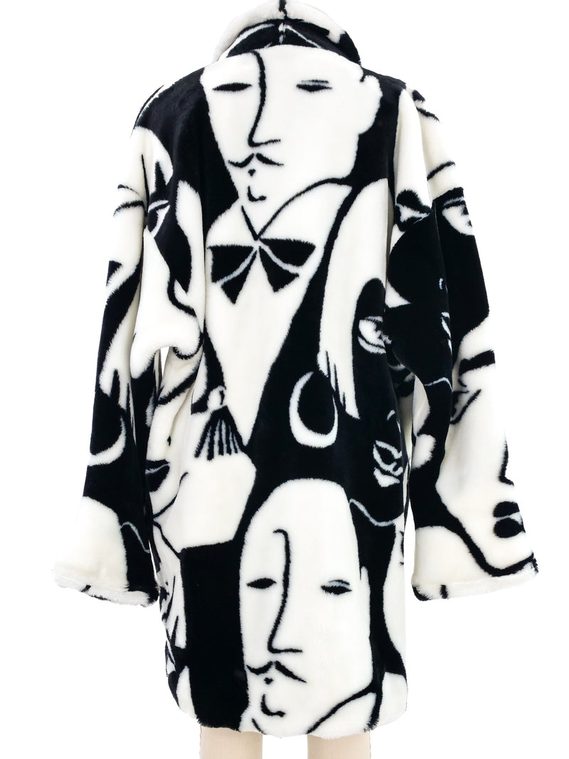 Donnybrook Face Print Faux Fur Coat Outerwear arcadeshops.com