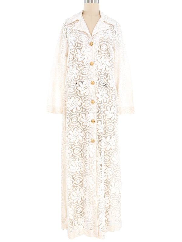 White Floral Lace Duster Dress arcadeshops.com