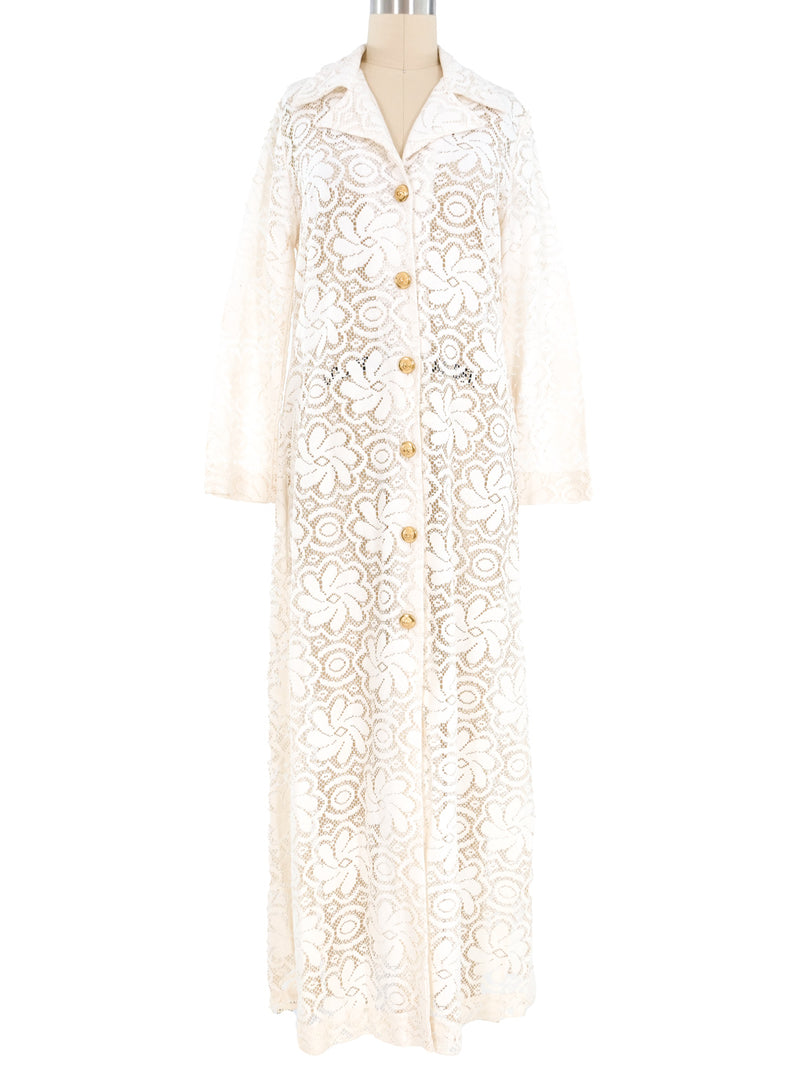 White Floral Lace Duster Dress arcadeshops.com