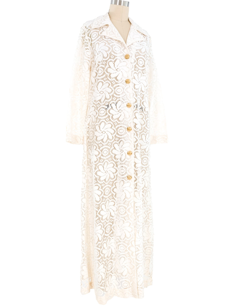 White Floral Lace Duster Dress arcadeshops.com