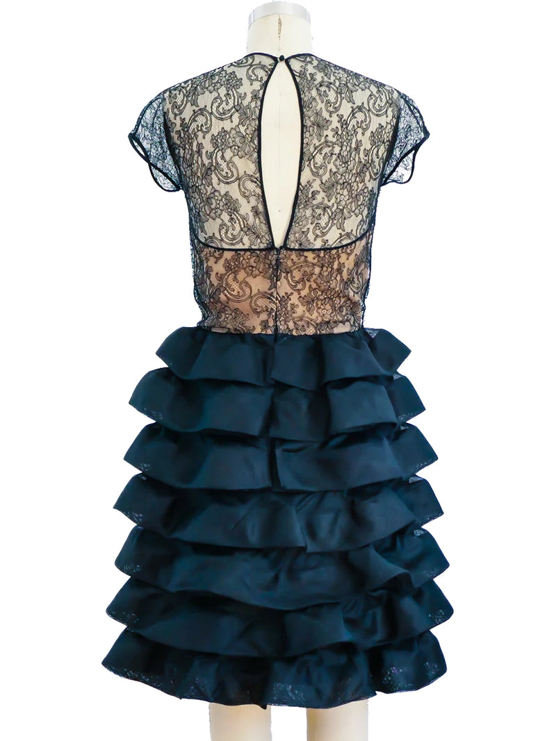 Oscar de la Renta Ruffle Lace Dress Dress arcadeshops.com