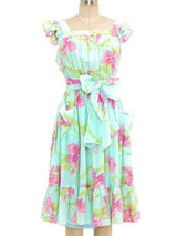 Thierry Mugler Floral Cotton Gauze Ruffle Dress Dress arcadeshops.com