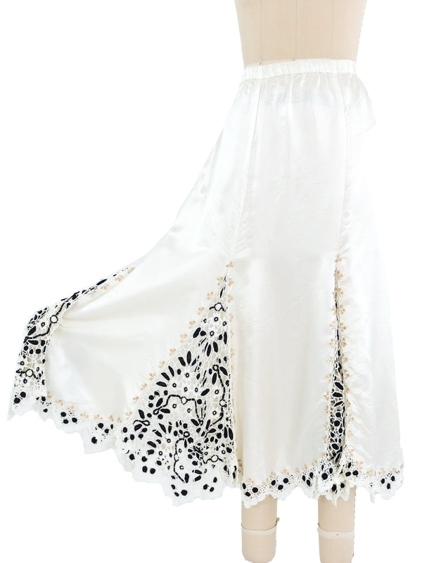 White Satin And Crochet Skirt Bottom arcadeshops.com