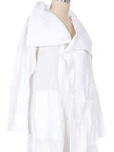 Issey Miyake White Pleated Sculptural Duster Jacket arcadeshops.com