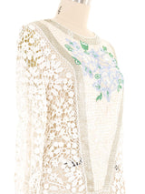 Sequin Embellished Lace Crochet Top Top arcadeshops.com