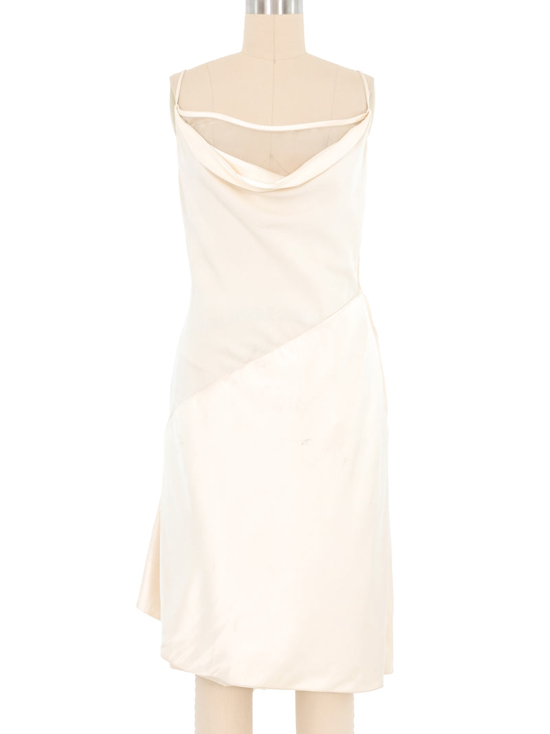 Valentino Ivory Sheer Panel Satin Dress Dress arcadeshops.com