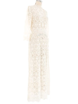 Cream Mandala Lace Crochet Maxi Dress Dress arcadeshops.com