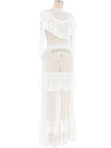 White Lace Ruffle Crochet Maxi Dress Dress arcadeshops.com