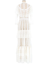 White Lace Ruffle Tiered Crochet Maxi Dress Dress arcadeshops.com