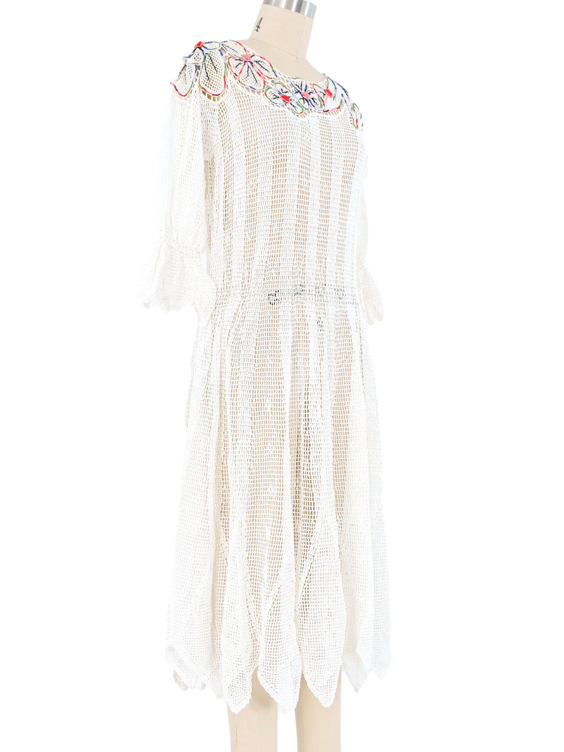 White Handkerchief Crochet Midi Dress Dress arcadeshops.com