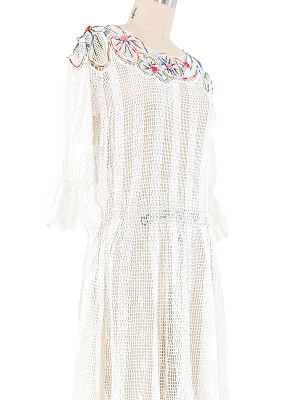 White Handkerchief Crochet Midi Dress Dress arcadeshops.com