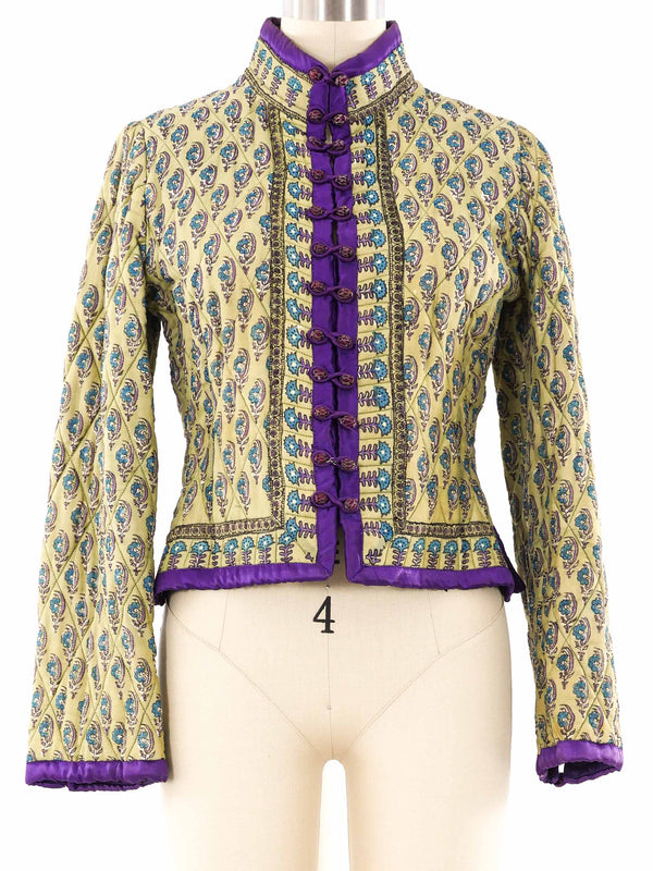 Block Printed Quilted Cropped Jacket Jacket arcadeshops.com